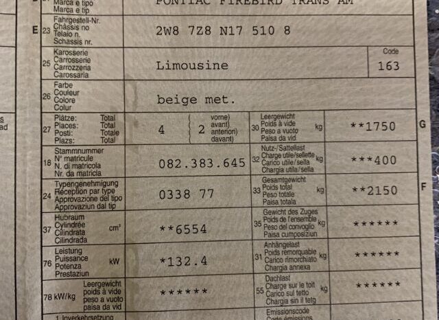 Pontiac Firebird TransAm Targa voll